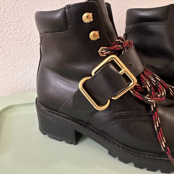 Sandro Paris Lace-Up Combat Boots in Black - Size 37 - Picture 5 of 13